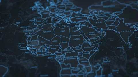 World map animation- Camera zooming in into north african continent. Stock Footage 303874320