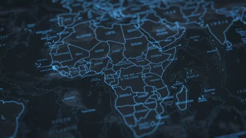 World map animation. Camera zooming in into middle african continent. Stock Footage 303874321