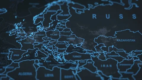 World map animation. Camera zooming in into Ukraine. Stock Footage 303874325