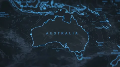 World map animation. Camera zooming in into Australia continent. Stock Footage 303980077