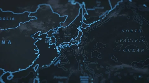 World map animation. Camera zooming in into Japan. Stock Footage 303980083