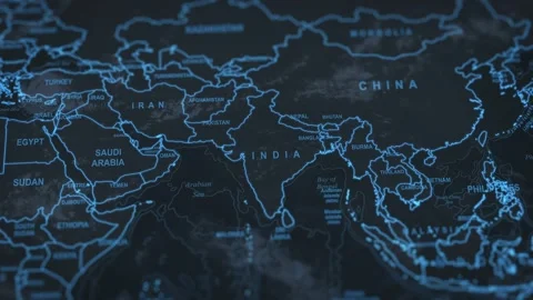 World map animation. Camera zooming in into India. Stock Footage 303980084