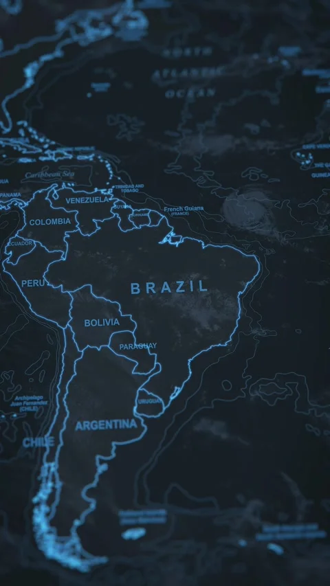 World map animation. Camera zooming in into Brazil. Stock Footage 304050356