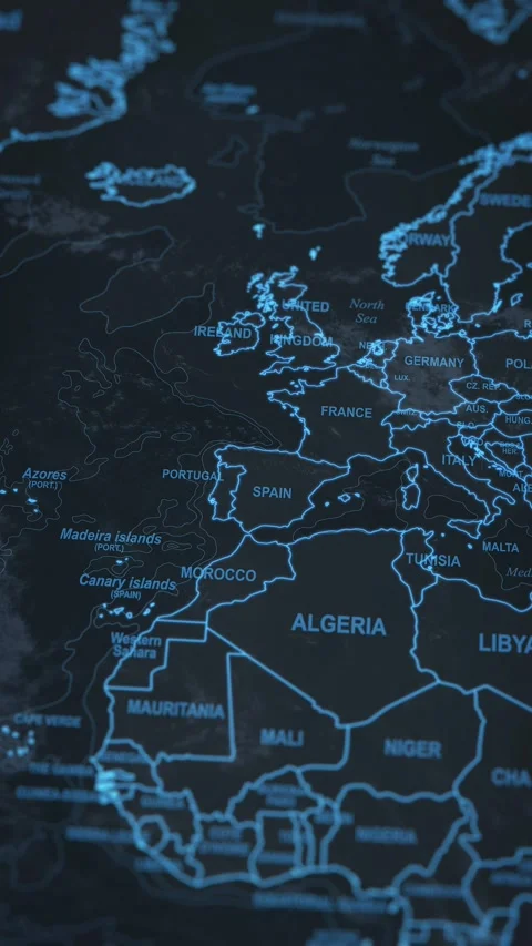 World map animation. Camera zooming in into Spain. Stock Footage 304050359