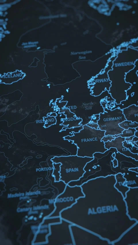 World map animation. Camera zooming in into United Kingdom. Stock Footage 304050365