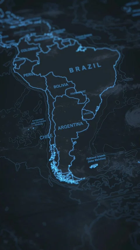 World map animation. Camera zooming in into Argentina. Stock Footage 304050367