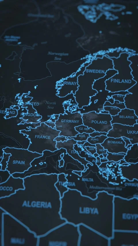 World map animation. Camera zooming in into Germany. Stock Footage 304050384