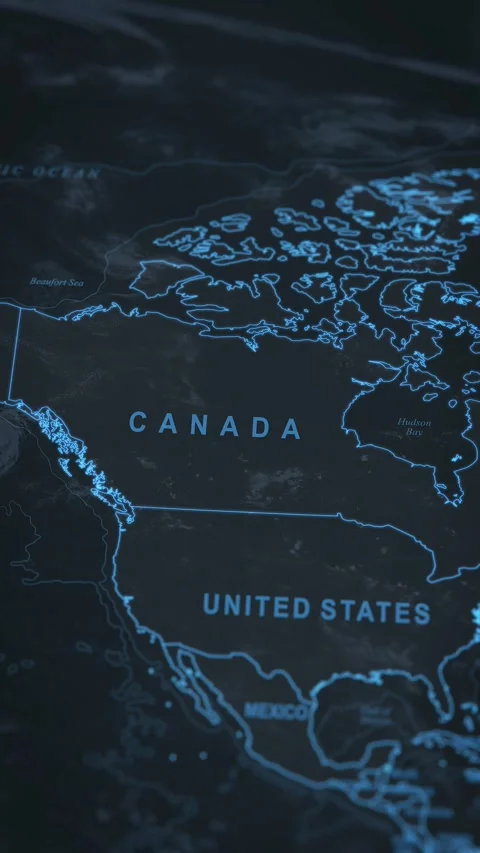 World map animation. Camera zooming in into Canada. Stock Footage 304068908