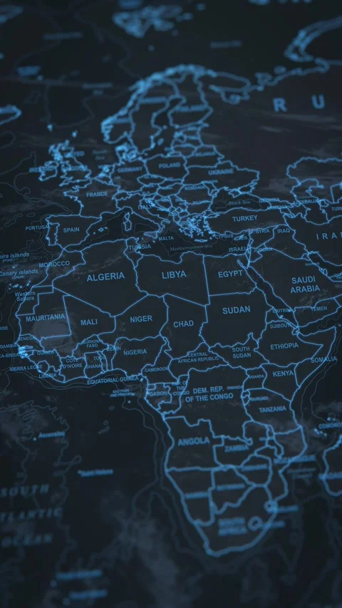 World map animation. Camera zooming in into north african continent. Stock Footage 304068913