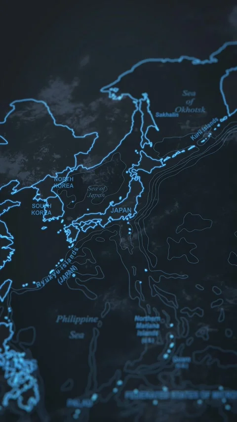 World map animation. Camera zooming in into Japan. Stock Footage 304169032