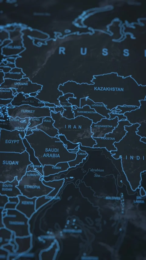 World map animation. Camera zooming in into Iran. Stock Footage 304169033