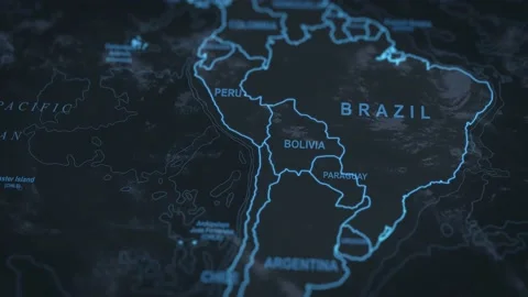 World map animation. Close up of Brazil borders. Stock Footage 167789436