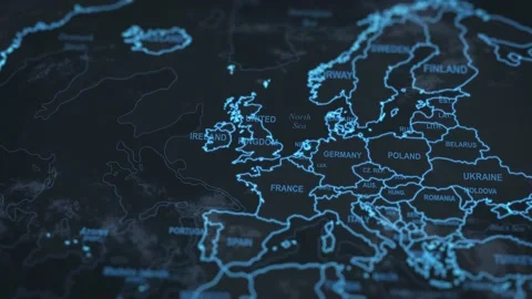 world map animation. Close up of Europe ... | Stock Video | Pond5