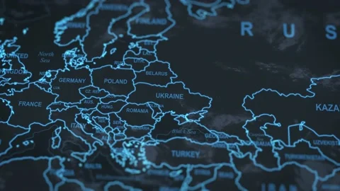 World map animation. Close up of Ukraine borders. Stock Footage 170905472