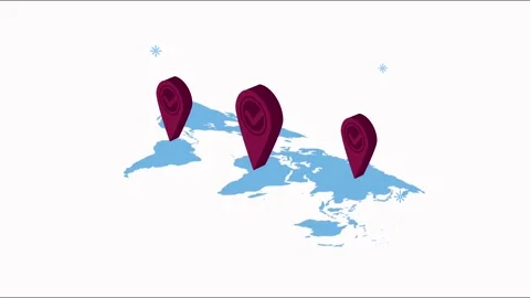 World map animation featuring 3d location pins showing logistics service an.. Stock Footage 339269087