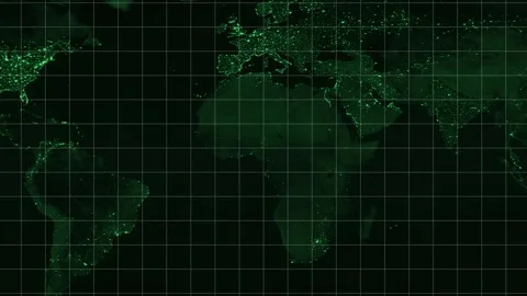 World map animation with green illuminated light. World map global grid ove.. Stock Footage 337618817
