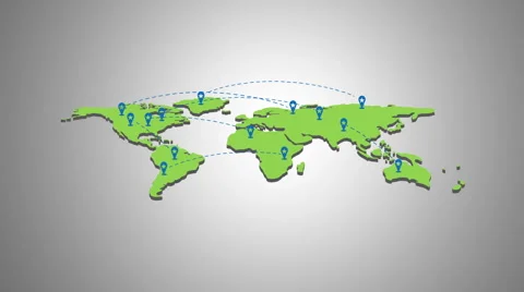 World Map Animation with Lines Connecting Places Stock Footage 41506395