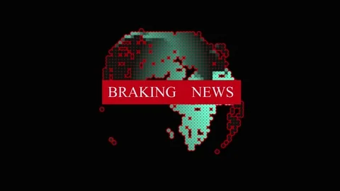 World map animation with news overlay. World map pixelated retro digital st.. Vídeos de archivo 337566757