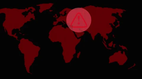 World map animation with red dots. World map global warning alert indicator.. Stock Footage 337616954