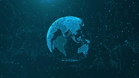 World map animation World map with node and line connection, Worldwide business Stock Footage 247038729