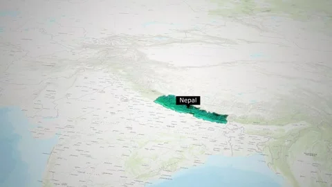World map animation zooming into highlighted Nepal country Stock Footage 327366326