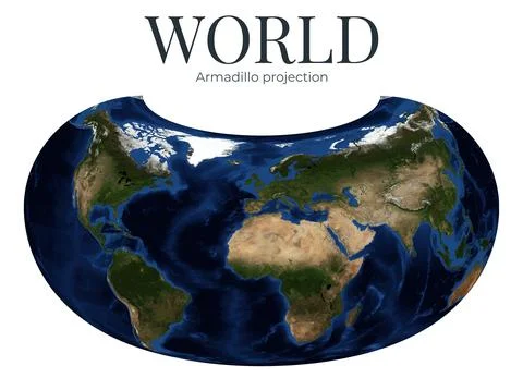World Map in Armadillo projection. High detail physical map of Earth. June .. 스톡 일러스트