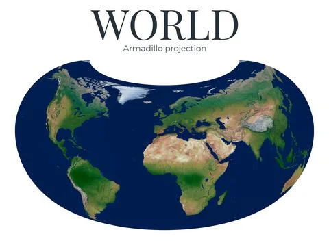 World Map. Armadillo projection. High Detail Physical Map of The World. Ras.. Ilustração Stock