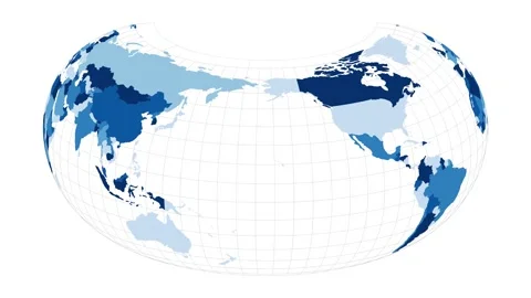 World Map. Armadillo projection. Loopable rotating map of the world. Artistic... Stock Footage 228081539