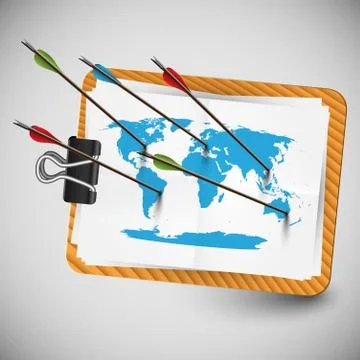 World map with arrows, vector. Stock Illustration