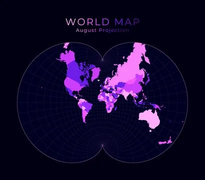 World Map. August's epicycloidal conformal projection. Digital world illust.. Stock Illustration