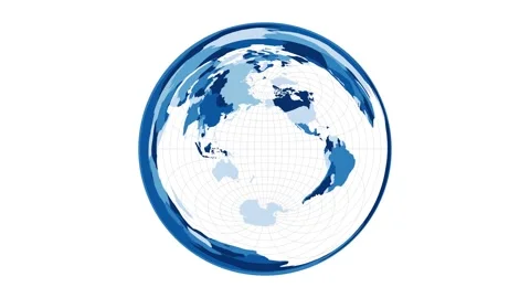World Map. Azimuthal equidistant projection. Loopable rotating map of the wor... Stock Footage 228076356