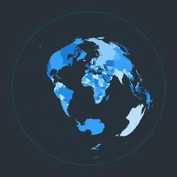 World Map. Azimuthal equidistant projection. Futuristic world illustration .. 스톡 사진
