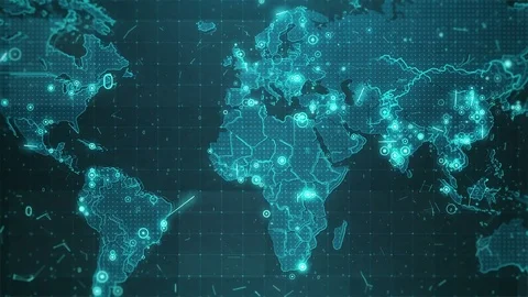 World Map Background Cities Connections 4K Stock Footage
