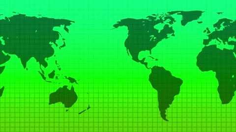 World Map Background Consisting of Solid Green Gradient Stock Footage 183372028