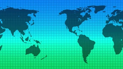 World Map Background Consisting of Solid Light Green and Light Blue Gradient Stock Footage 183372771