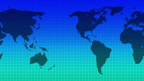 World Map Background Consisting of Solid Green and Blue Gradient Stock Footage 183373297
