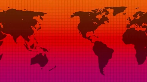 World Map Background Consisting of Solid Orange and Red Gradient Stock Footage 183374678