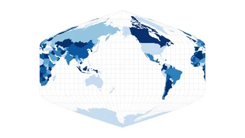 World Map. Baker Dinomic projection. Loopable rotating map of the world. Awes... Stock Footage 229516727