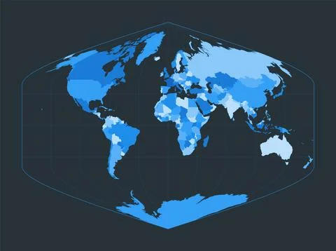 World Map. Baker Dinomic projection. Futuristic world illustration for your.. 스톡 일러스트
