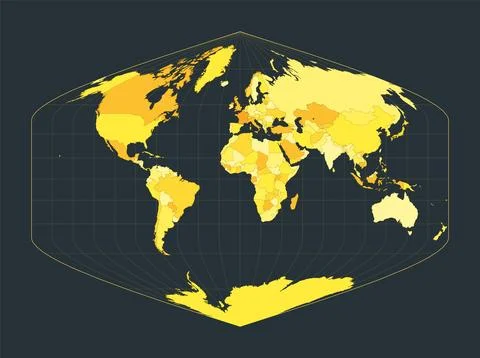 World Map. Baker Dinomic projection. Futuristic world illustration for your.. Stock Illustration
