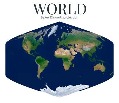 World Map. Baker Dinomic projection. High Detail Physical Map of The World... 스톡 일러스트