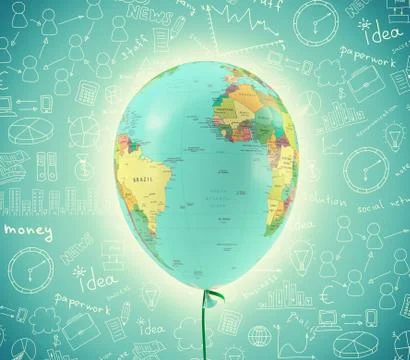 World map in balloon shape Fotos de archivo