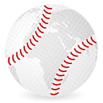 World map baseball ball Stock Illustration