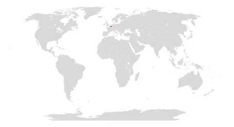 World map with Belgium highlighted in red Stock Illustration