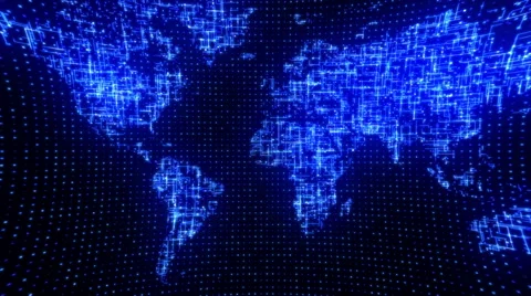 World Map Big Data Network Background Stock Footage 68581590