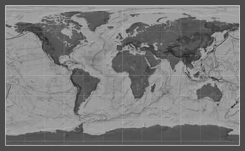 World map. Bilevel. Compact Miller projection. Meridian: 0 Illustrazione stock