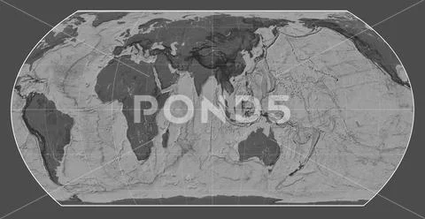 World map. Bilevel. Hatano Asymmetrical Equal Area projection. Meridian ...