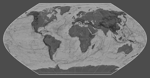 World map. Bilevel. Winkel I projection. Meridian: 0 Stock Illustration
