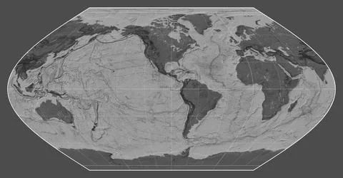 World map. Bilevel. Winkel I projection. Meridian: -90 west Stock Illustration
