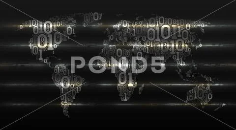 World map binary code Concept of iot ai big data cloud service, vector ...